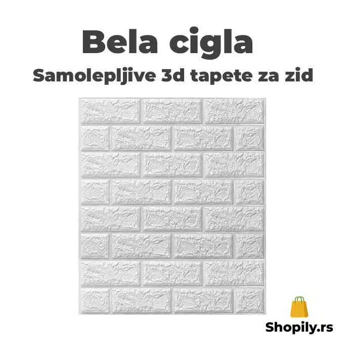Bela cigla 3d tapete za zid (5x u pakovanju)
