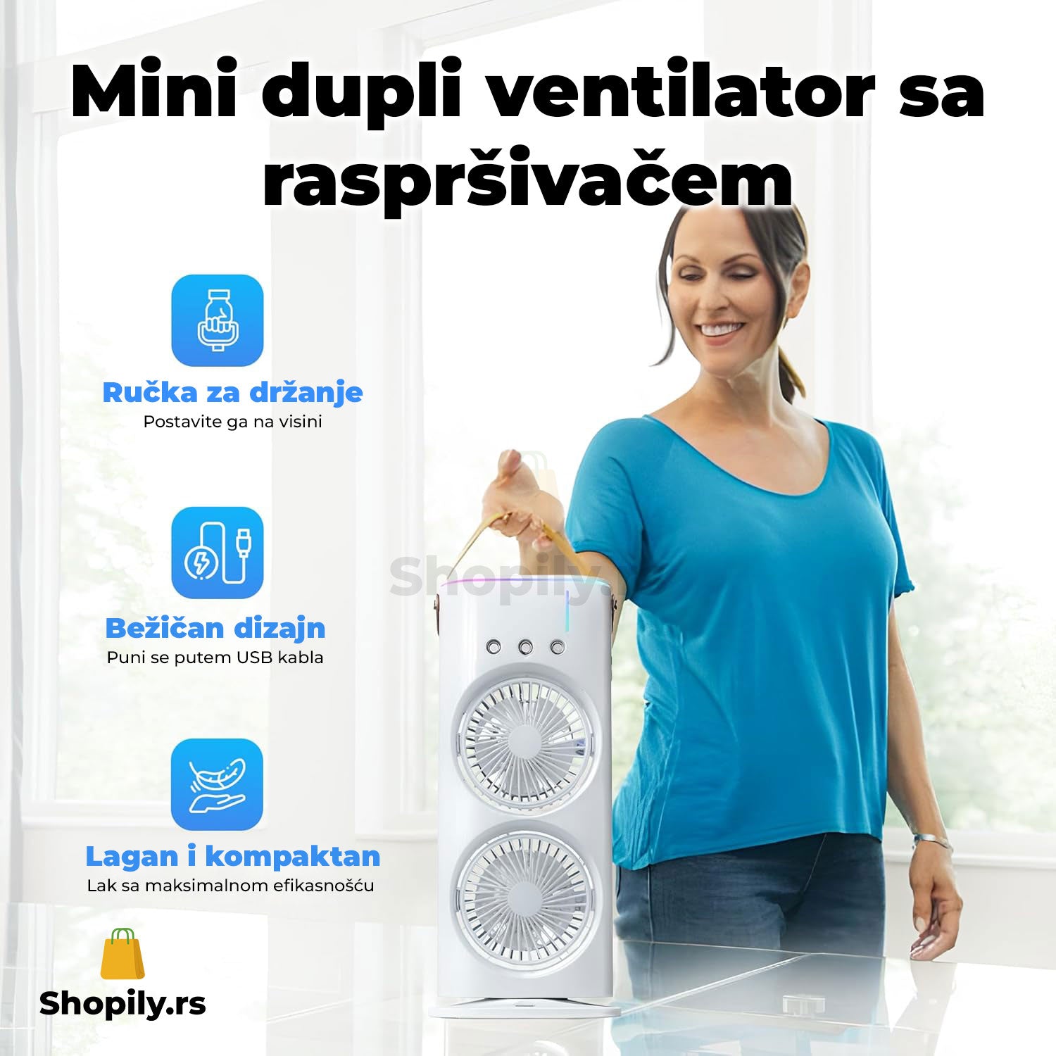 Mini dupli ventilator sa raspršivačem